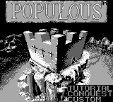 Populous title screen for GameBoy